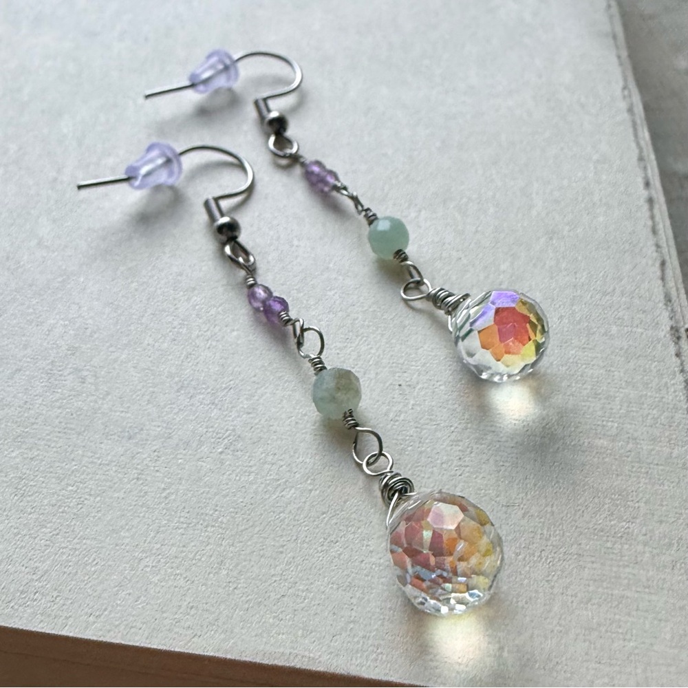 Handmade crystal dangle earrings